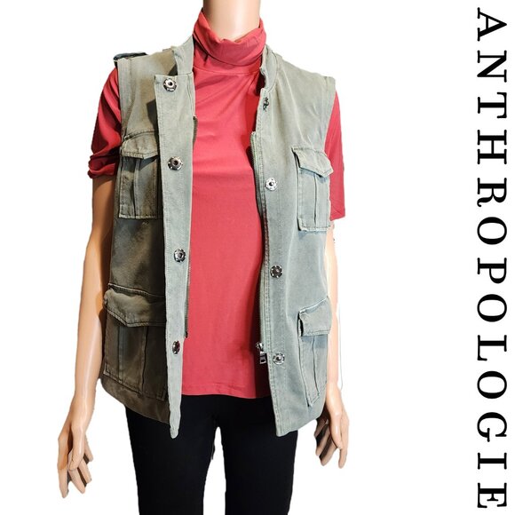 Anthroplogie Marrakech Utility Vest NWT XS Green - Picture 1 of 9